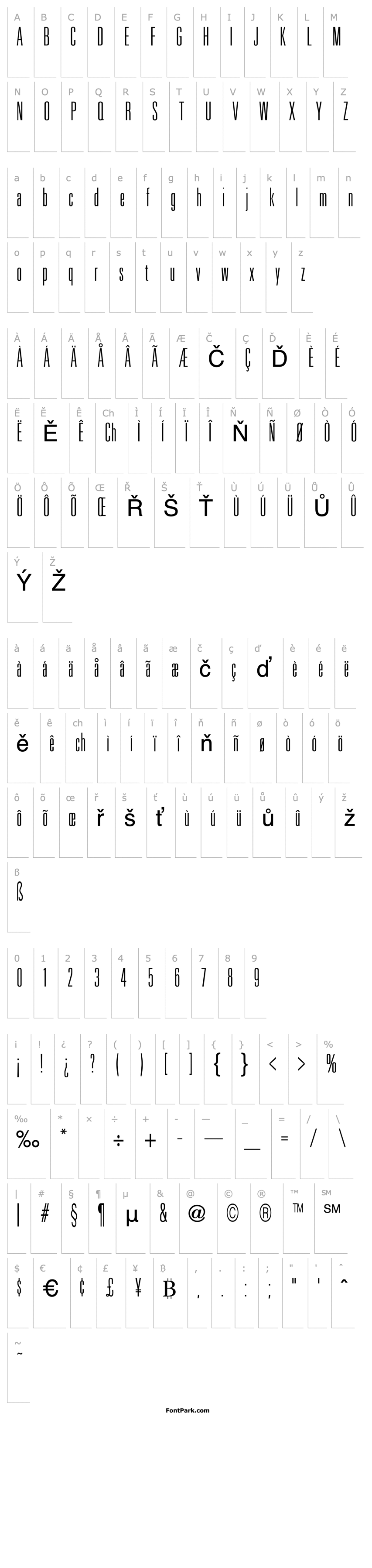 Přehled Uniform Ultra Condensed Light Regular