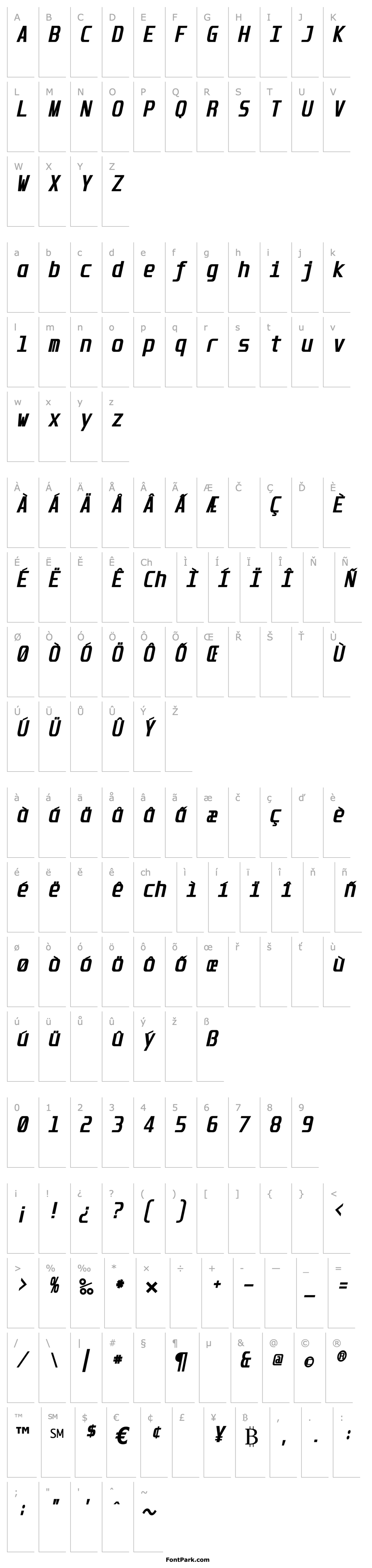 Přehled Unispace Bold Italic