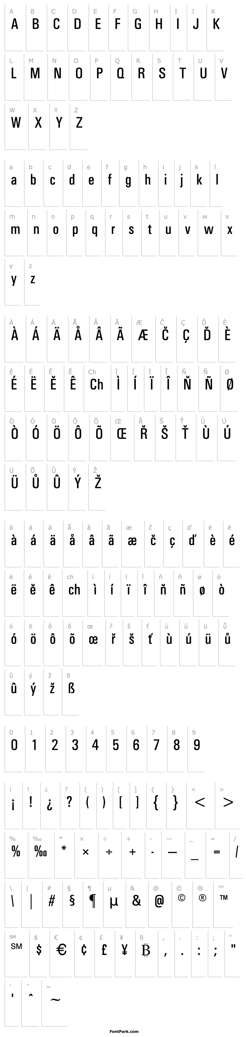 Overview Univers Condensed Medium