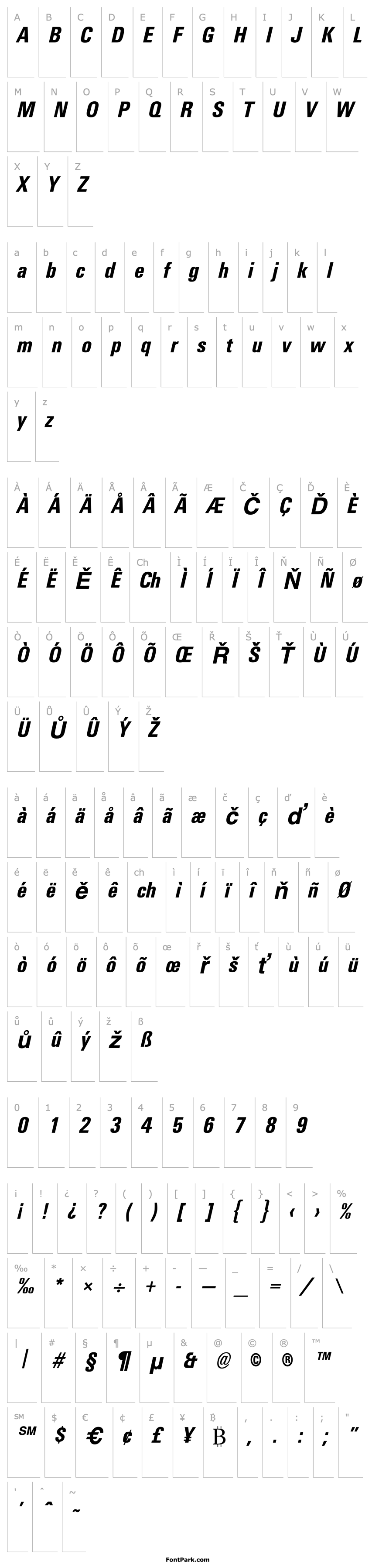 Overview Universal Condensed Bold Italic