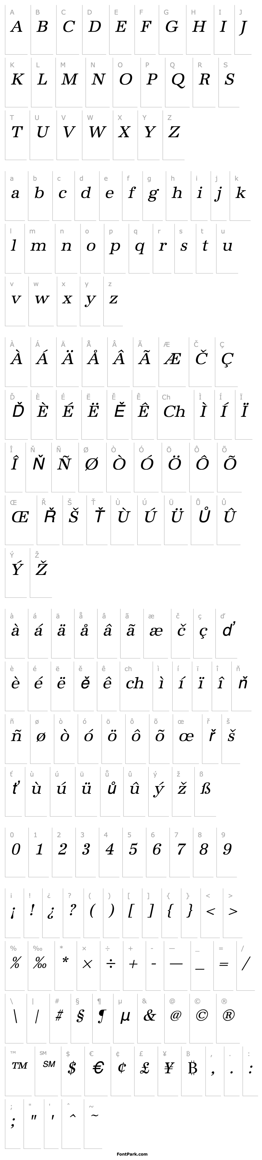 Přehled URWAntiquaT Oblique