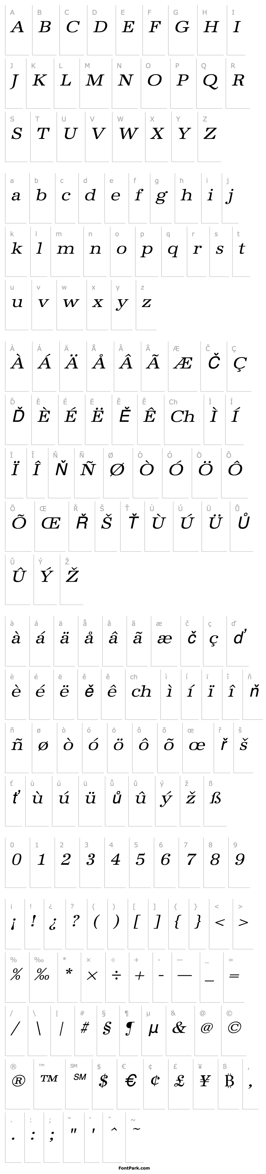 Přehled URWAntiquaTExtWid Oblique