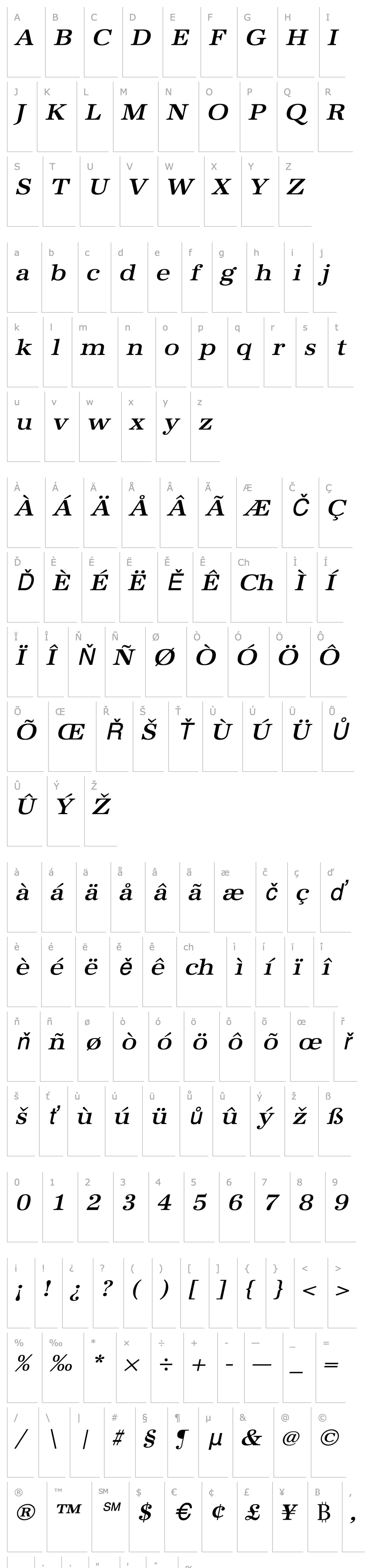 Přehled URWAntiquaTMedExtWid Oblique