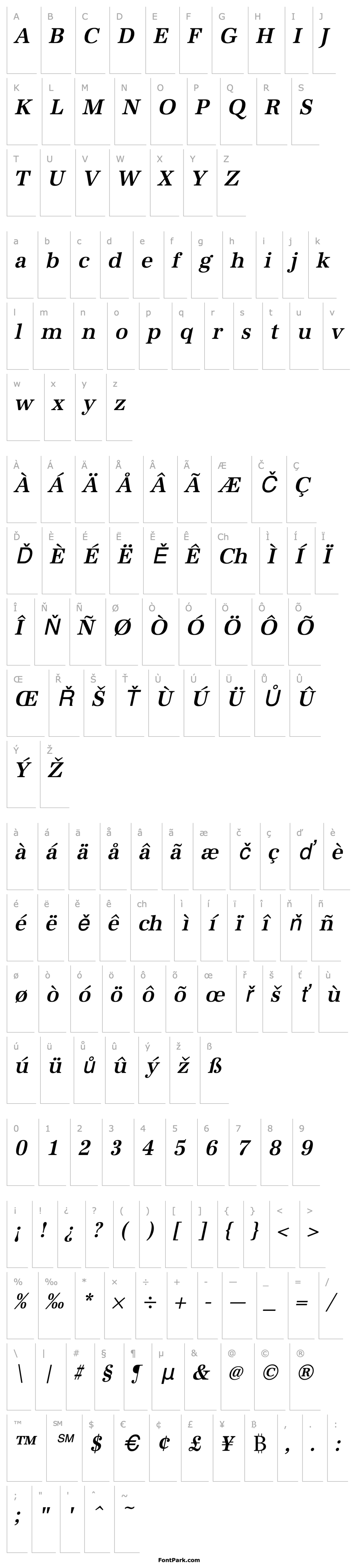 Přehled URWAntiquaTMedNar Oblique