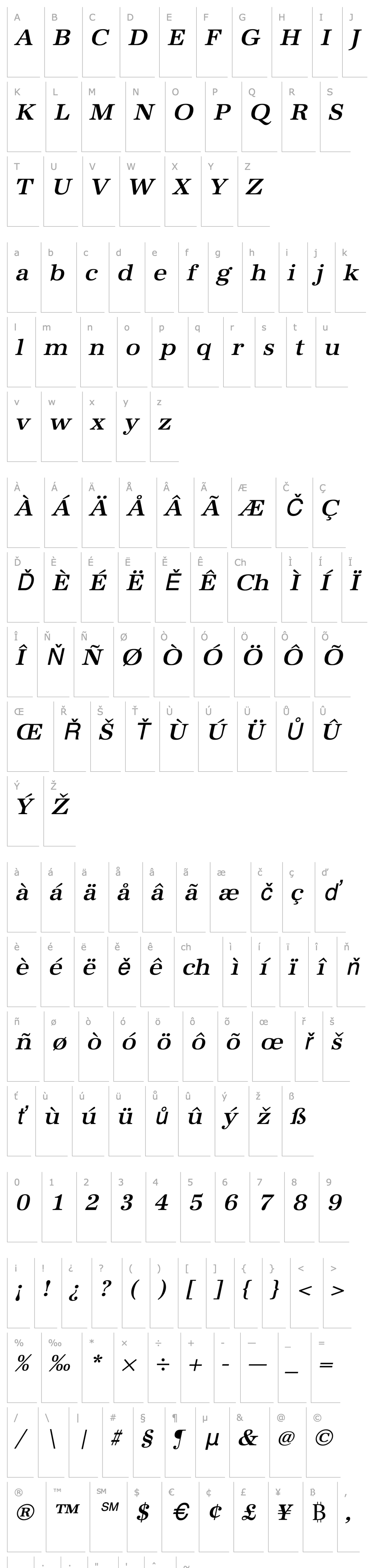 Přehled URWAntiquaTMedWid Oblique