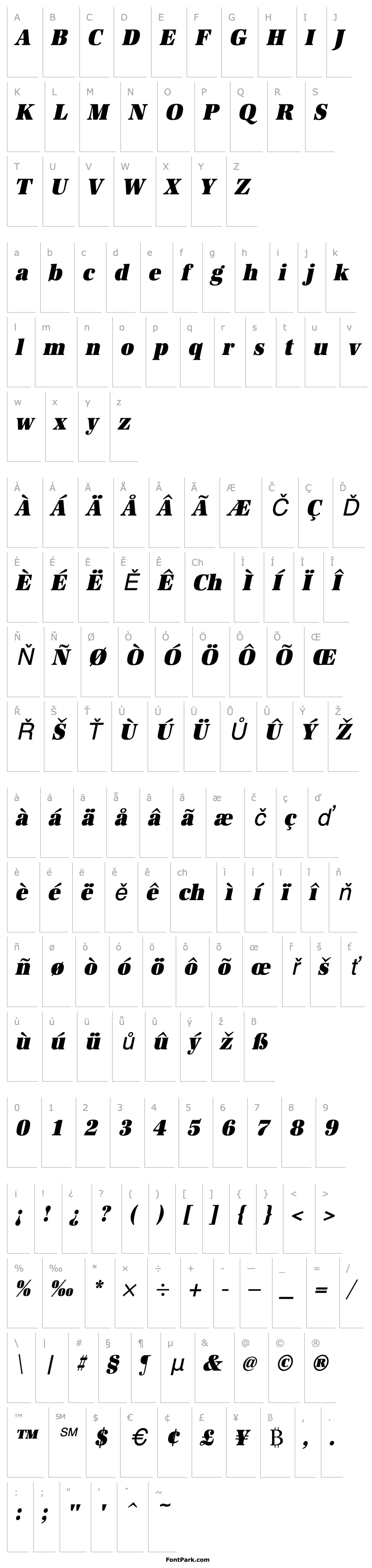 Overview URWAntiquaTUltBolExtNar Oblique