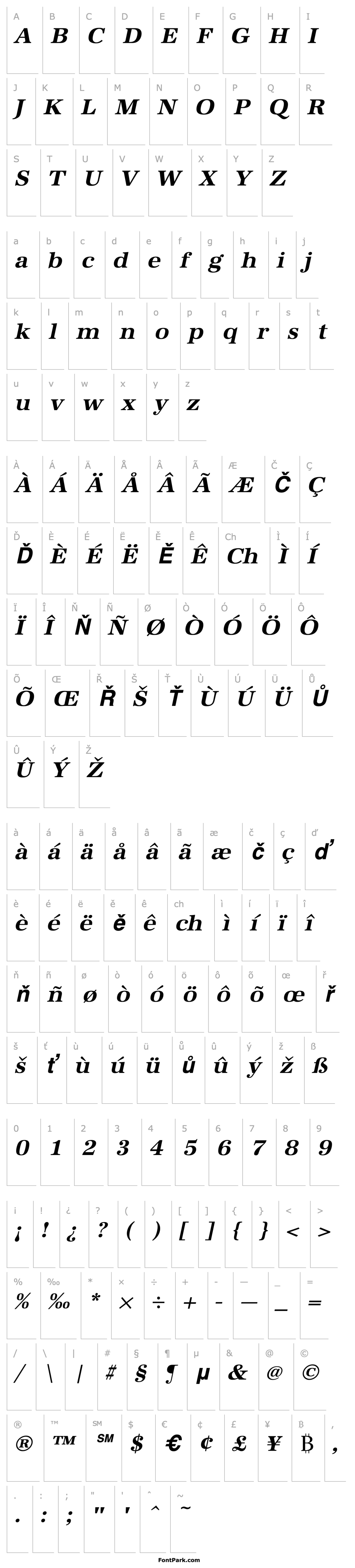 Overview URWAntiquaTWid Bold Oblique