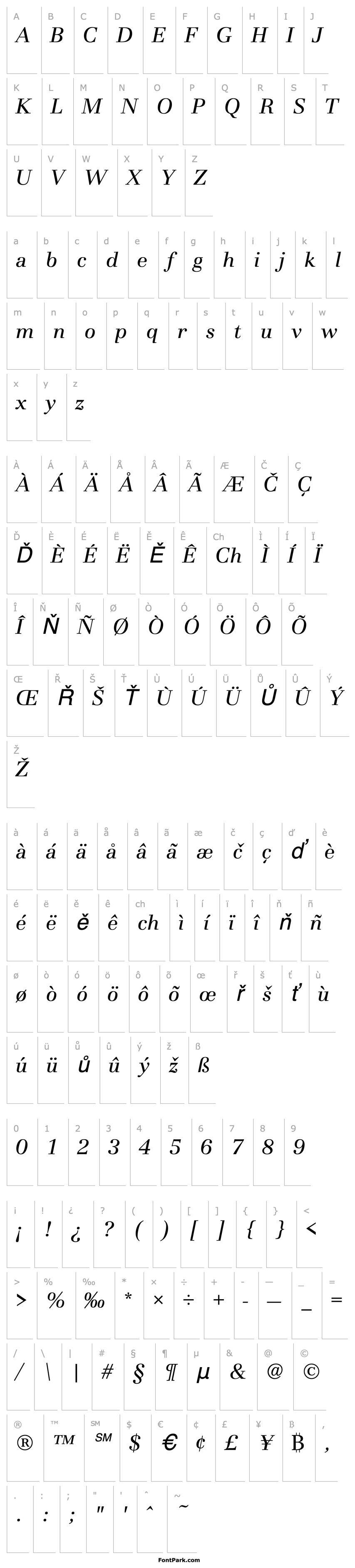 Overview URWBassorahT Italic 