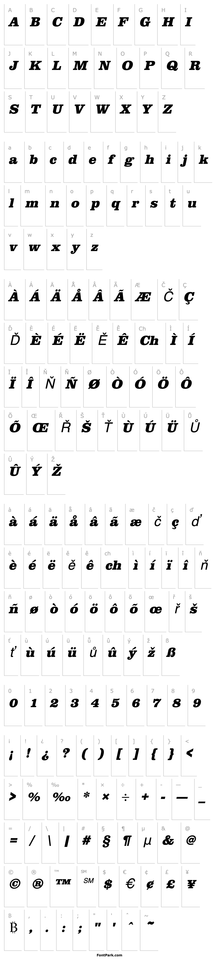 Overview URWClarendonTExtBol Oblique