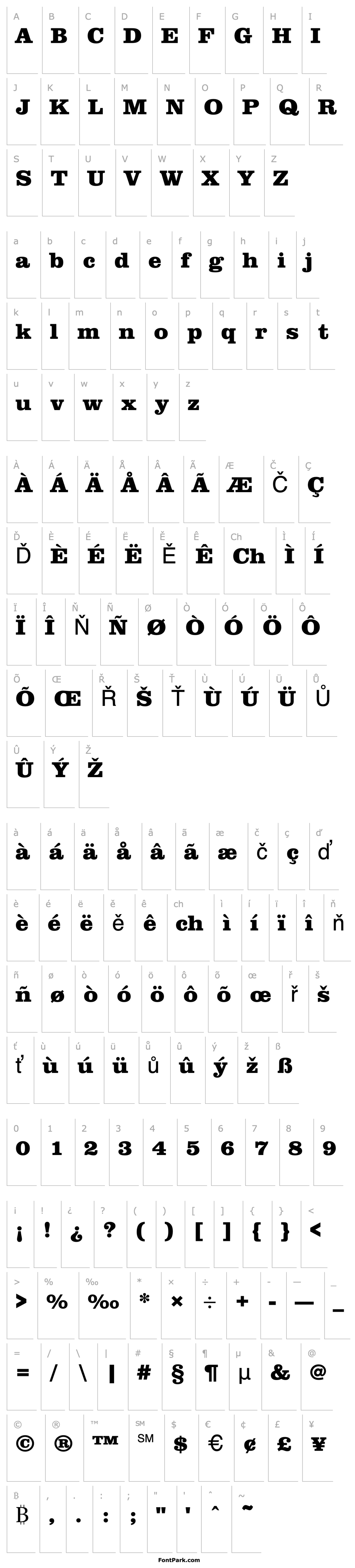 Přehled URWClarendonTExtBolWid