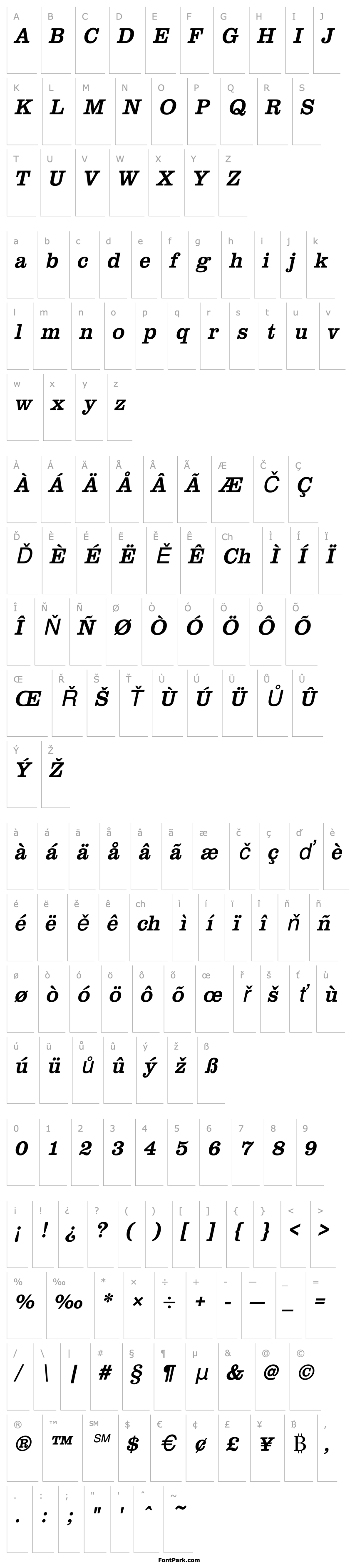 Přehled URWClarendonTNar Oblique