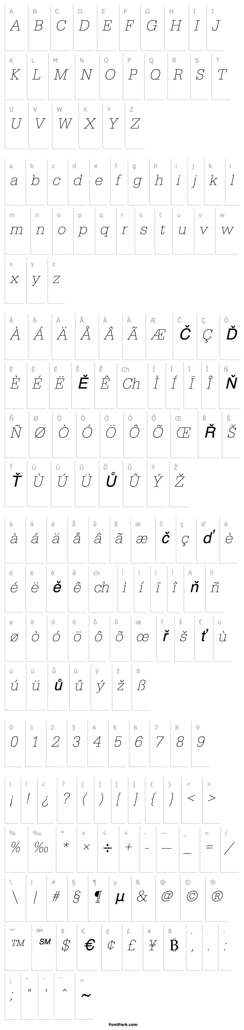 Přehled URWEgyptienneTExtLig Oblique