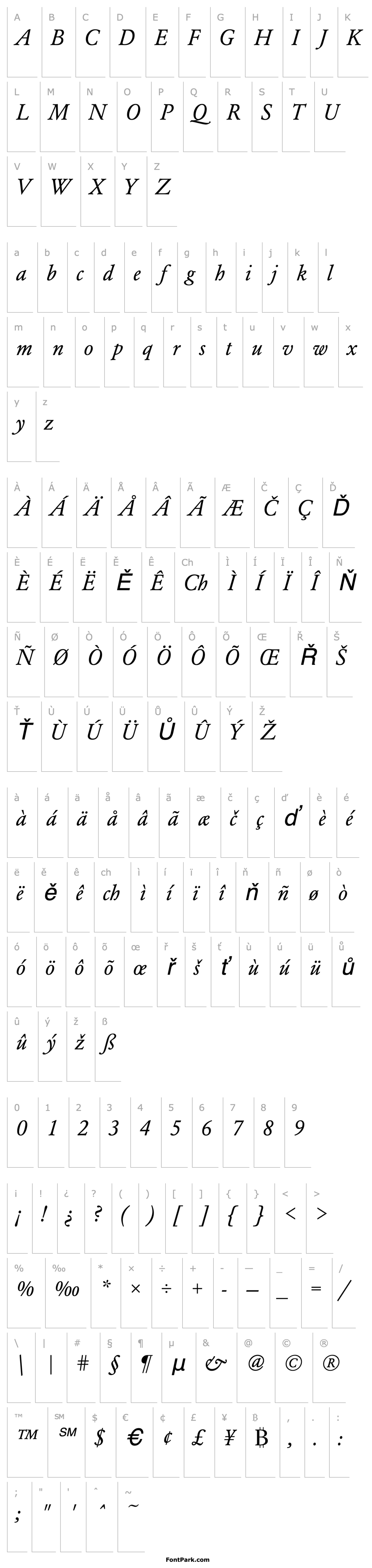 Overview URWGaramondT Italic