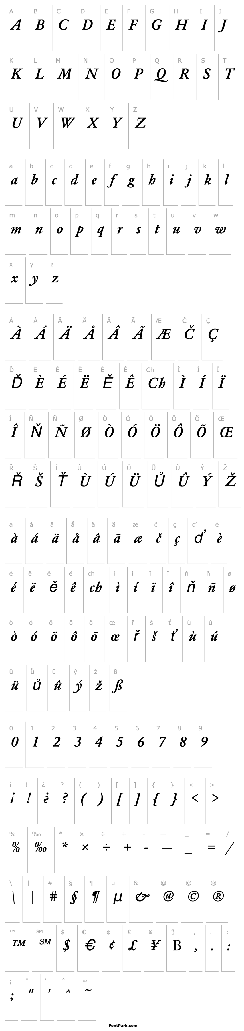 Přehled URWGaramondTDem Italic