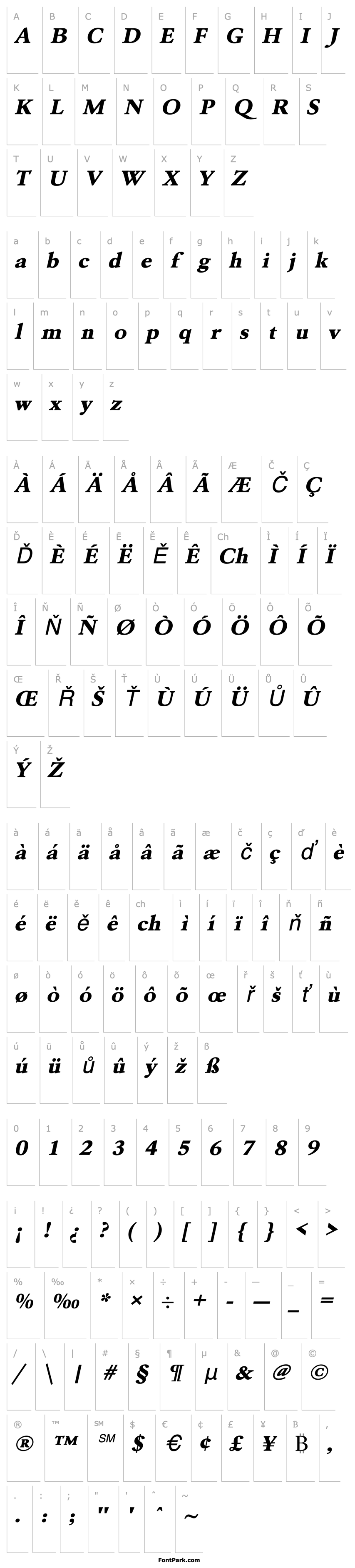 Overview URWGaramondTExtBolExtWid Oblique