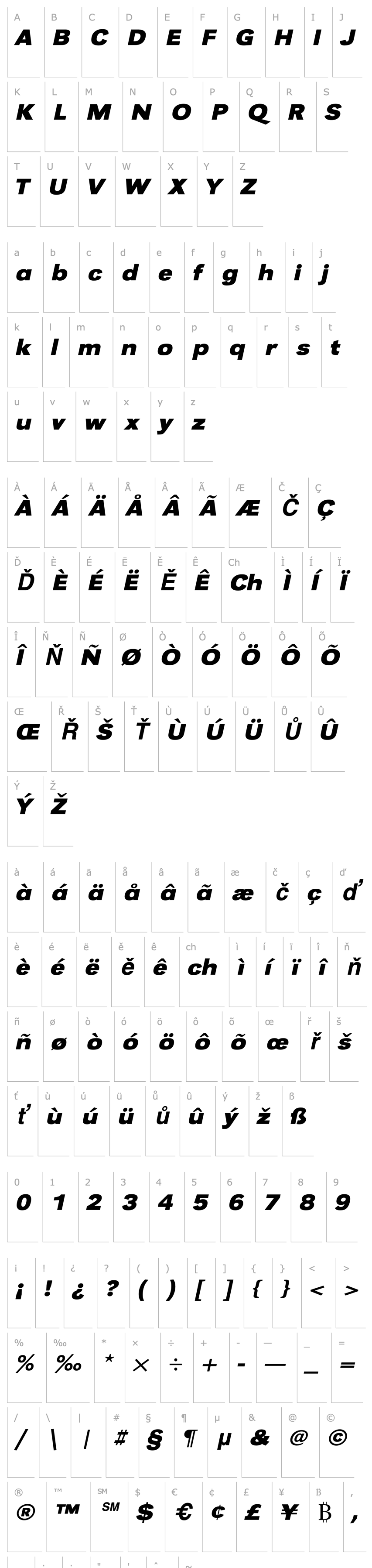 Overview URWGroteskTExtWid Bold Oblique