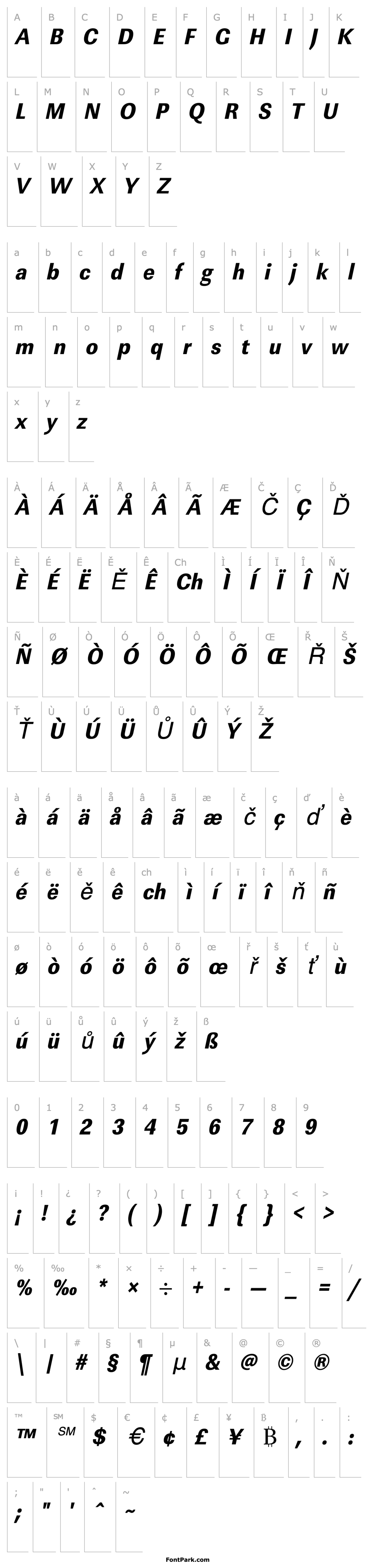 Overview URWLinearTExtBolExtNar Oblique