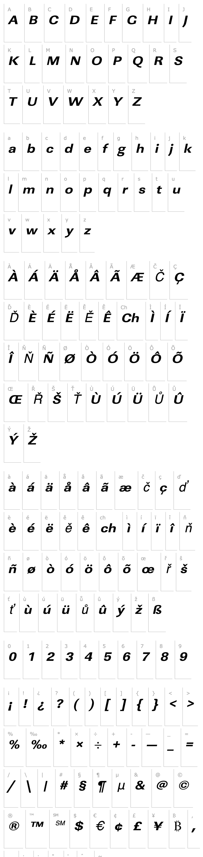 Overview URWLinearTExtBolExtWid Oblique