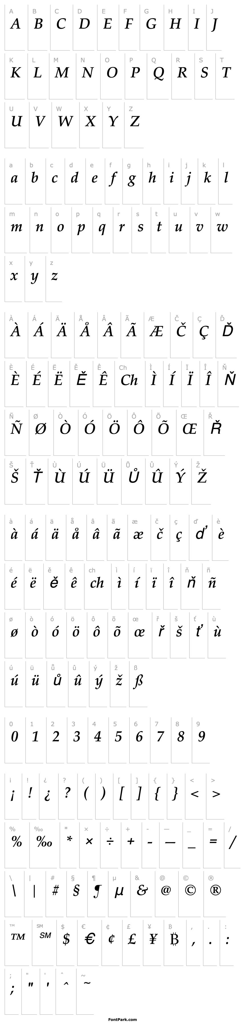 Overview URWPalladioTMed Italic