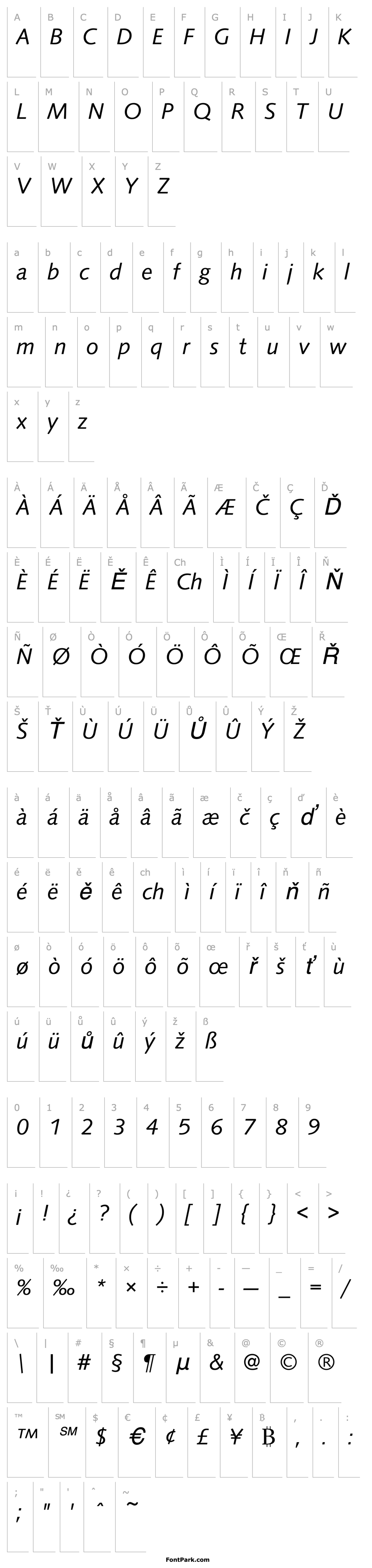 Přehled URWSamarkandD Italic 