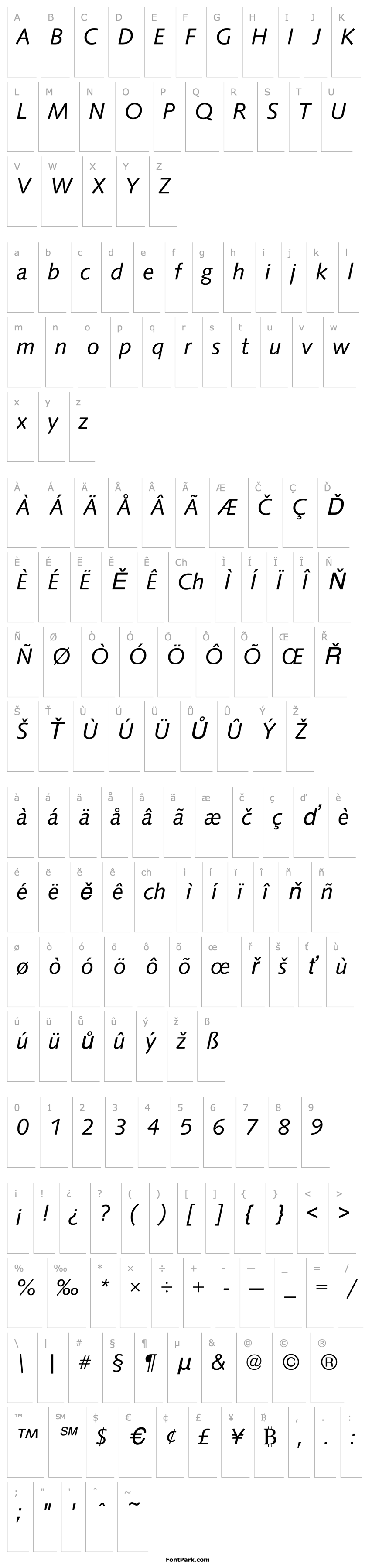 Přehled URWSamarkandT Italic 