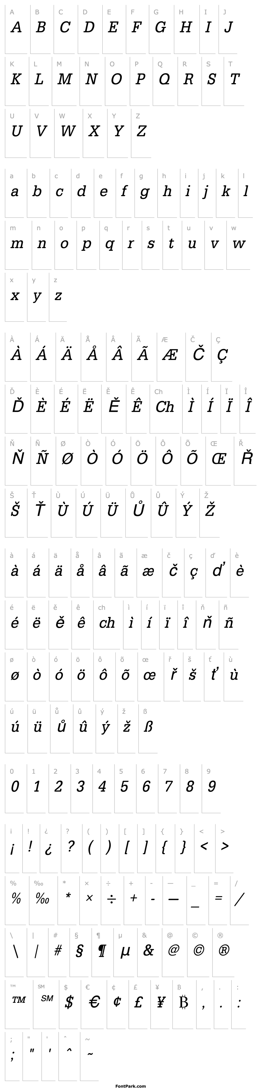 Overview URWTypewriterTExtNar Oblique