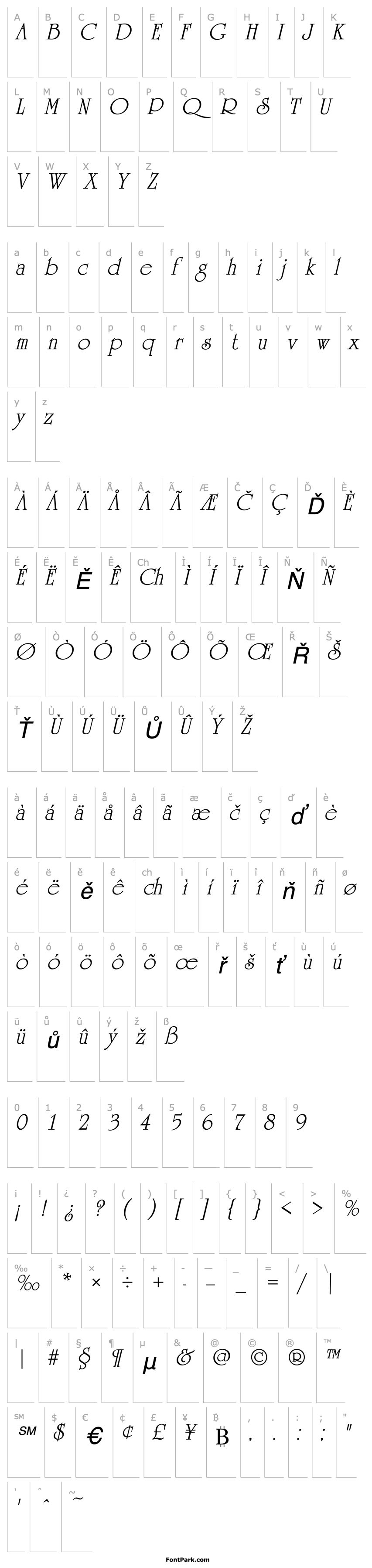 Přehled URWUndarumT Italic