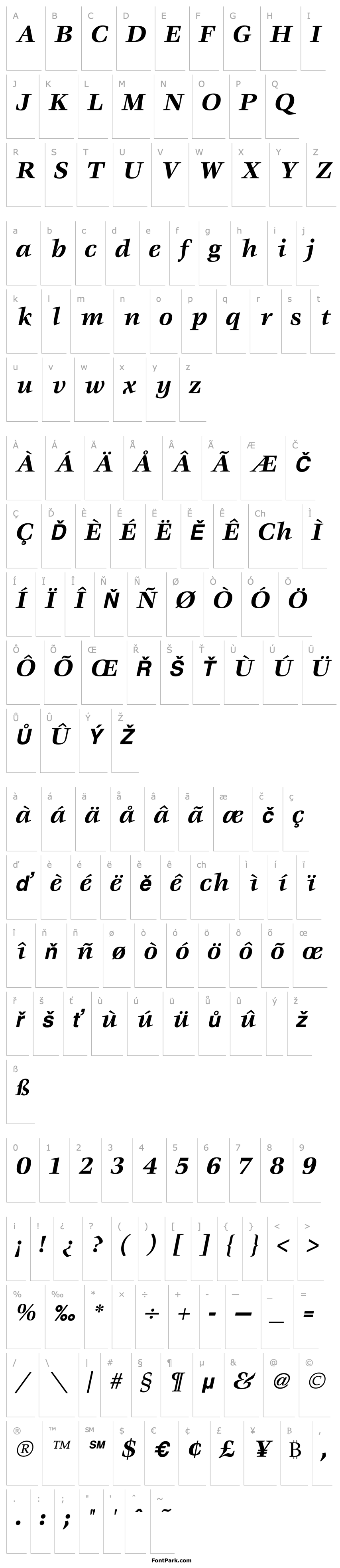 Přehled Veljovic Bold Italic