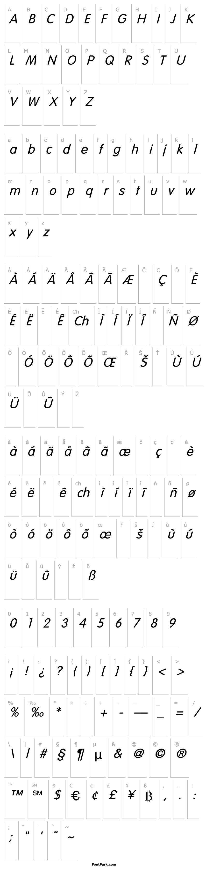 Přehled VAGRounded-Light Italic