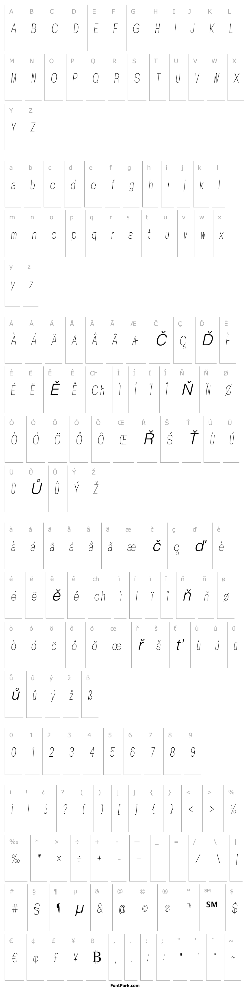 Přehled Valak Extra Condensed Italic