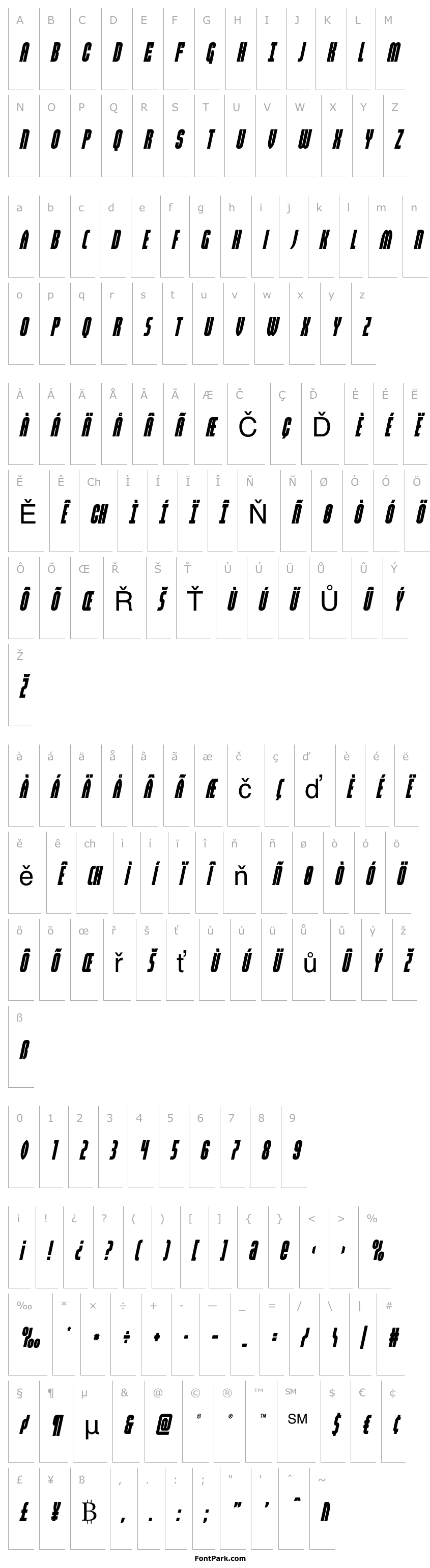 Přehled Valiant Times Condensed Italic
