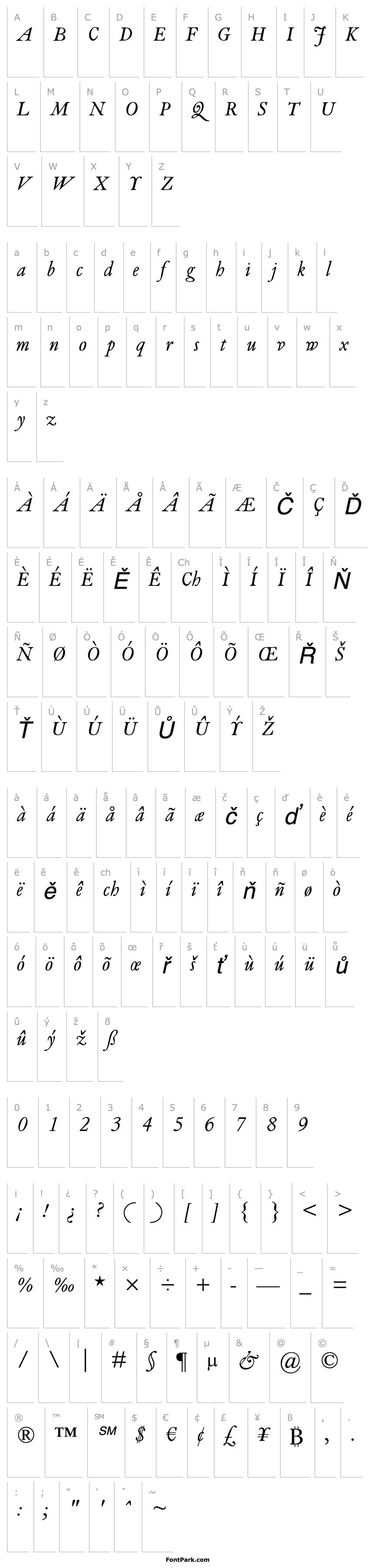 Overview VanDijckMTStd-Italic