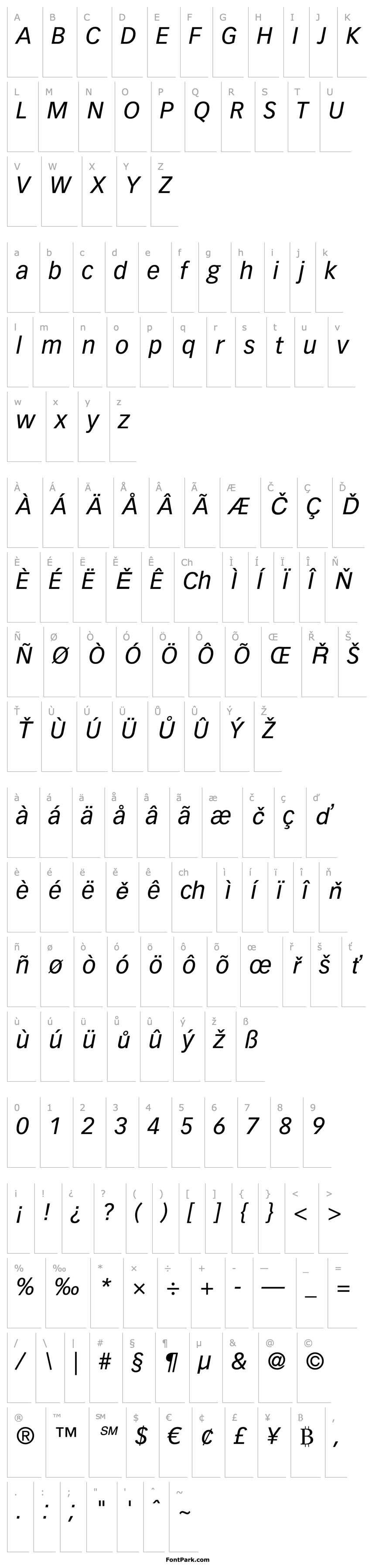 Overview Vectora LT 56 Italic