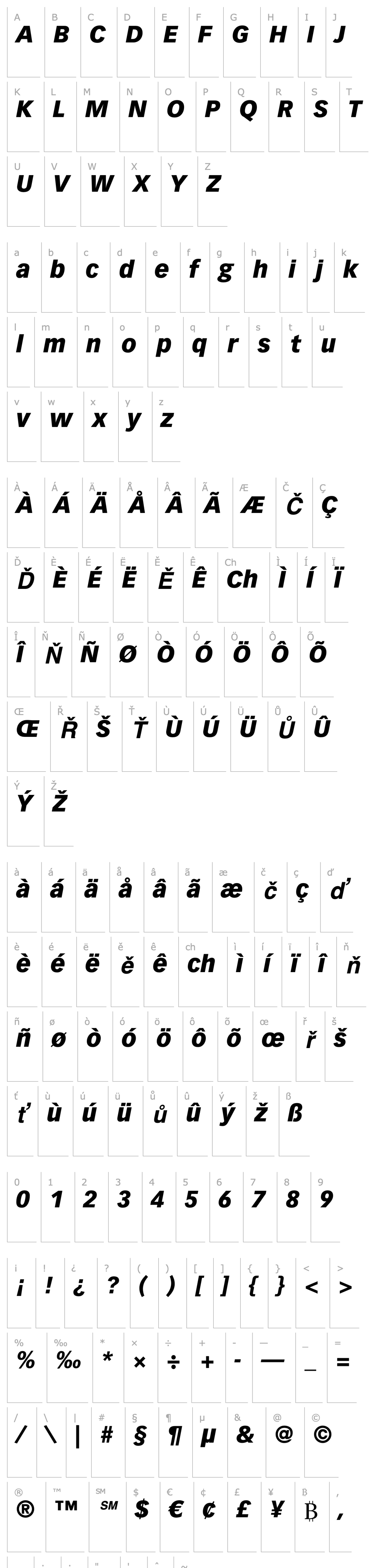 Overview VectoraLTStd-BlackItalic