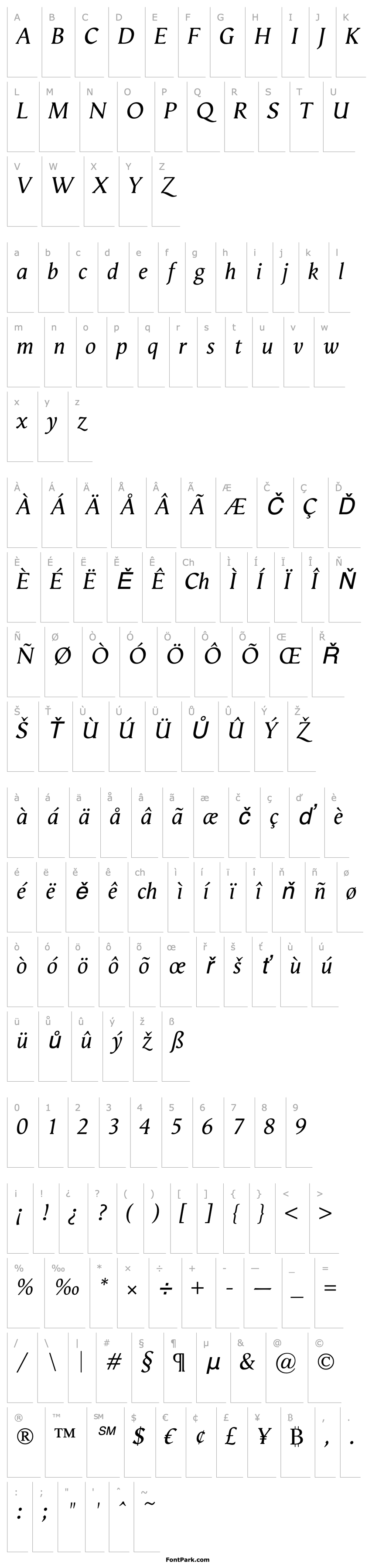 Overview Vega antikva Italic