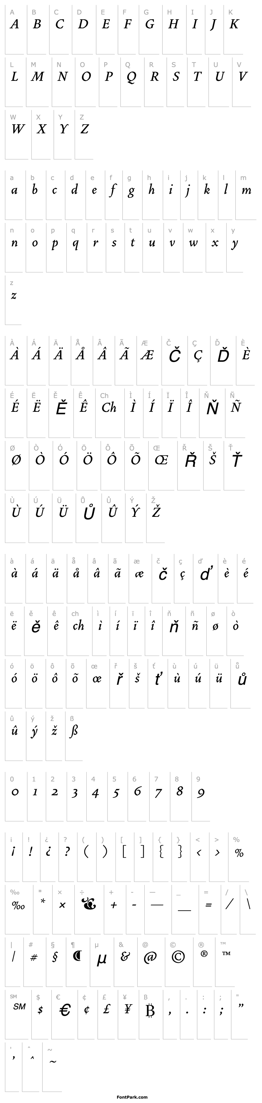 Přehled VendettaMediumItalic