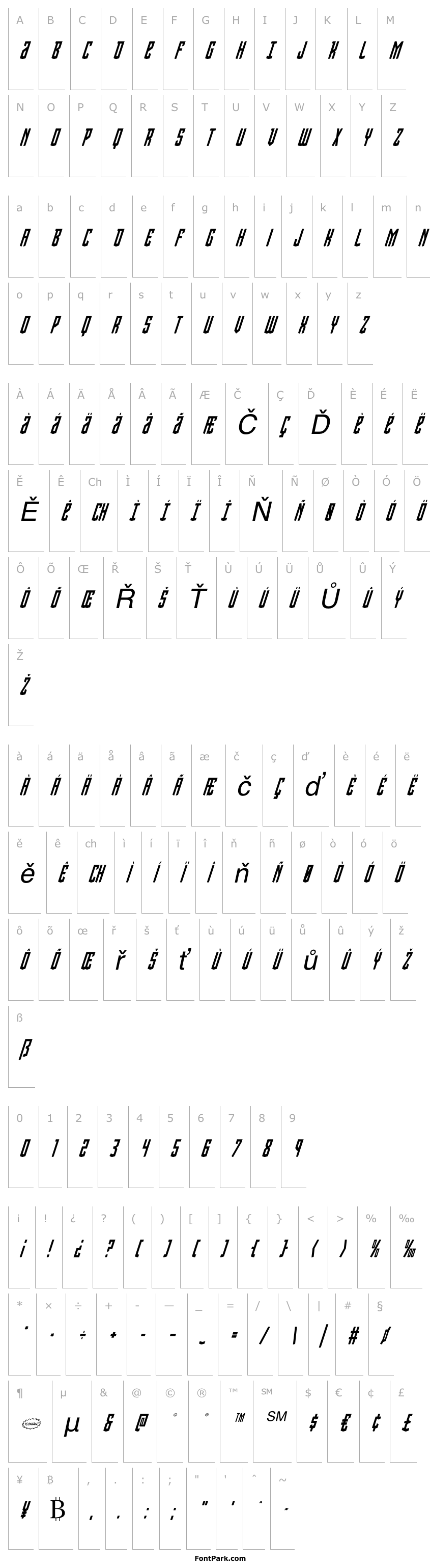 Overview Viceroy of Deacons Condensed Italic