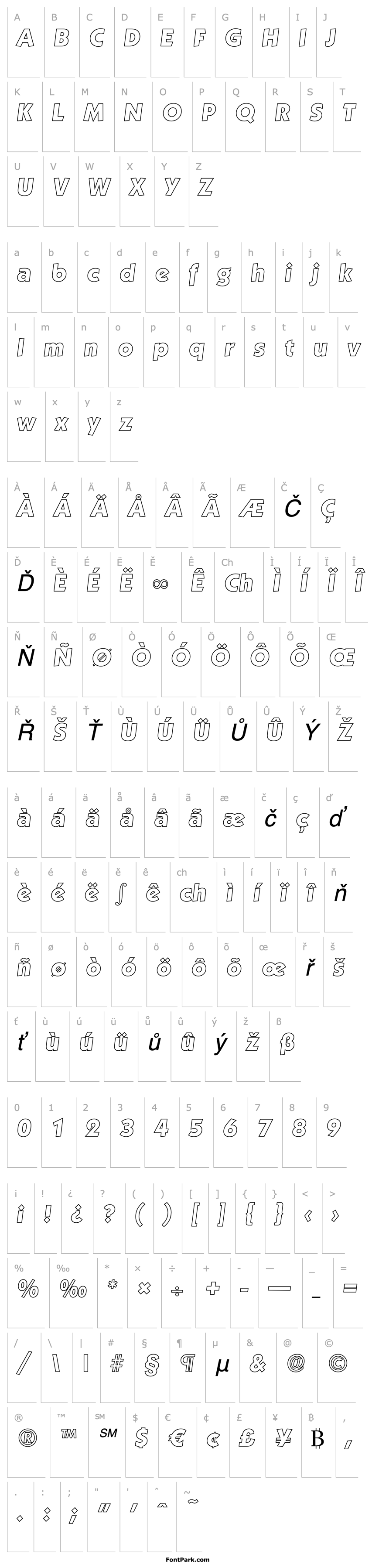 Přehled VictorBeckerOutline-ExtraBold-Italic