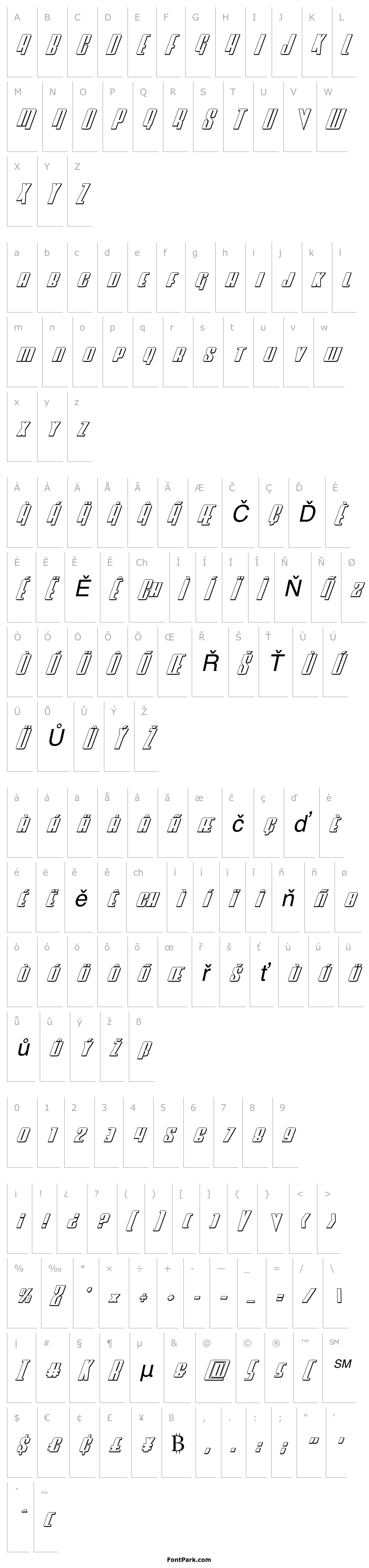 Overview Vindicator 3D Italic