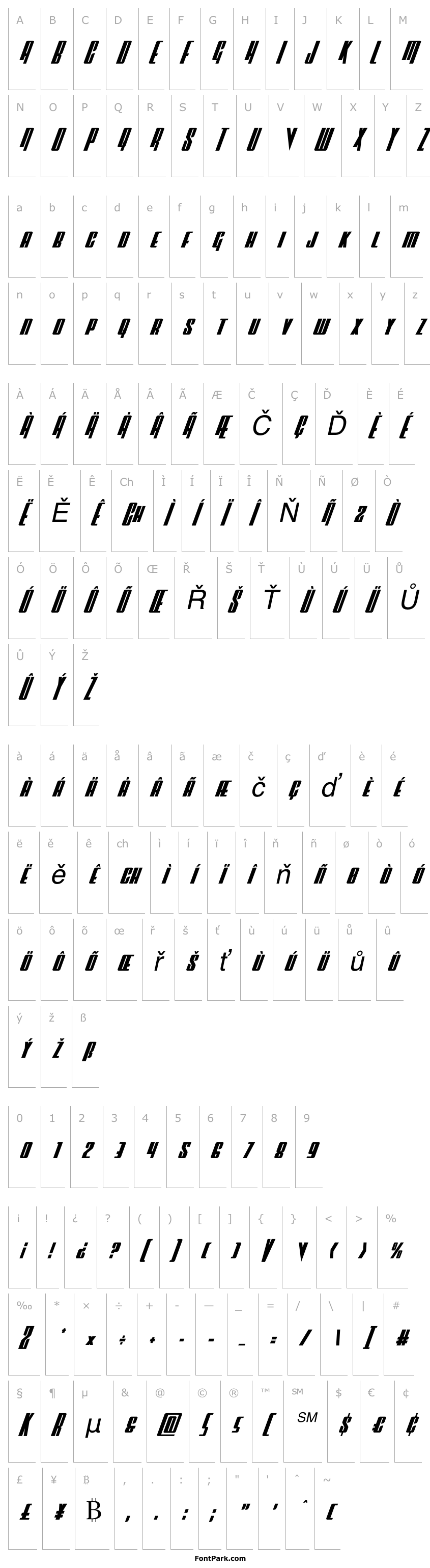 Overview Vindicator Condensed Italic