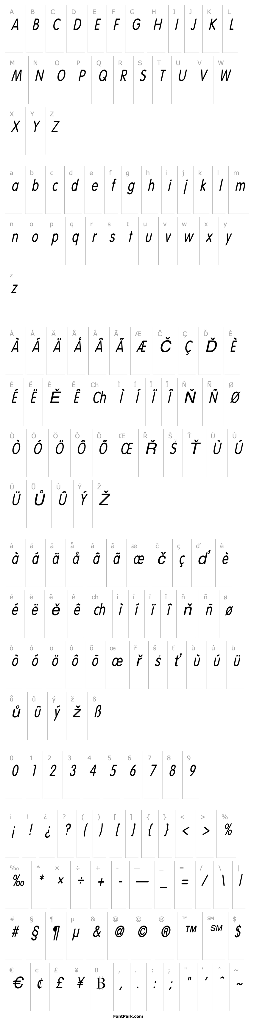 Overview Vogel Condensed Italic