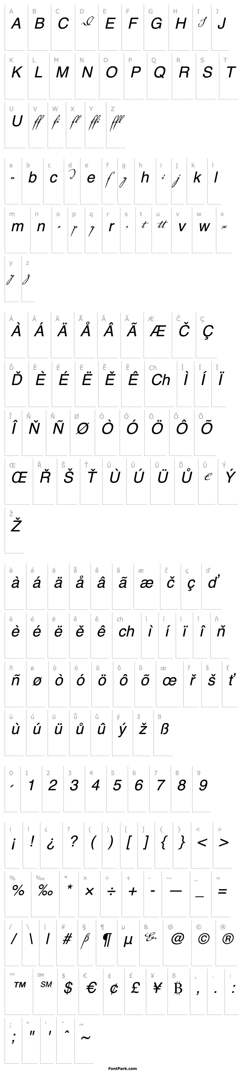 Přehled Voluta Script Alternates