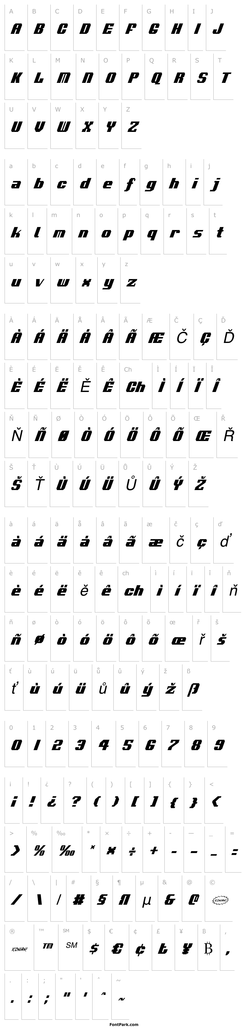 Overview Voortrekker Condensed Italic