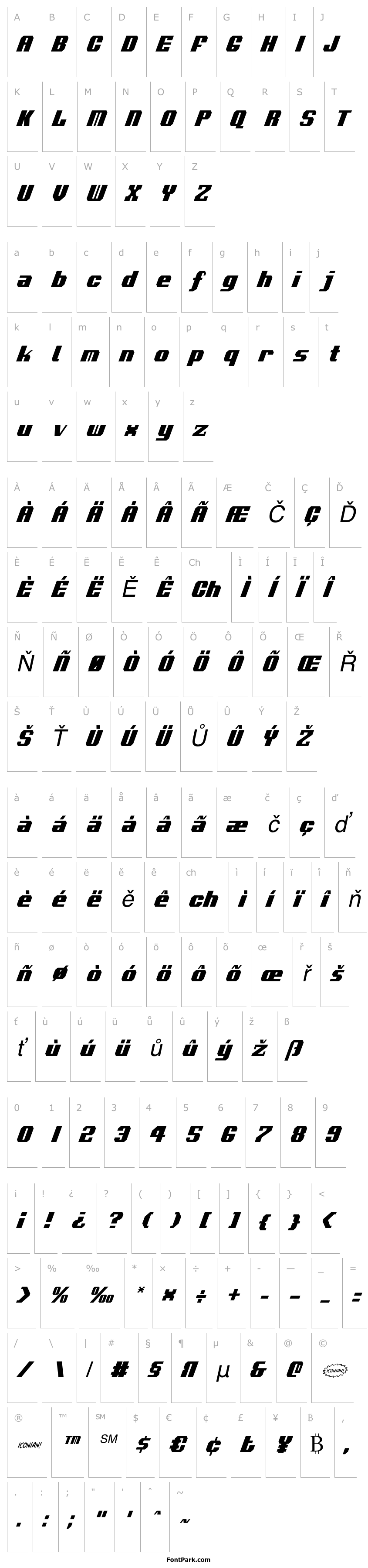 Přehled Voortrekker Condensed Italic