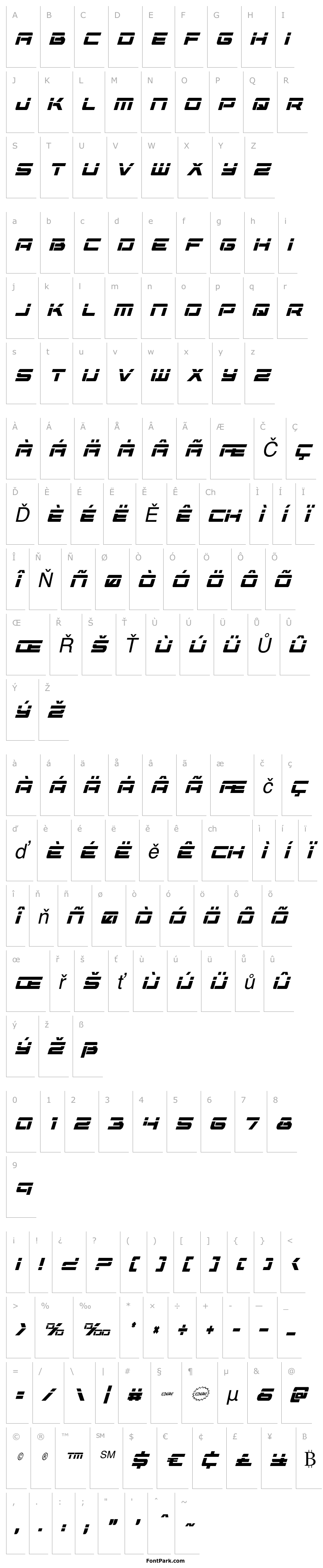 Přehled Vorpal Condensed Italic