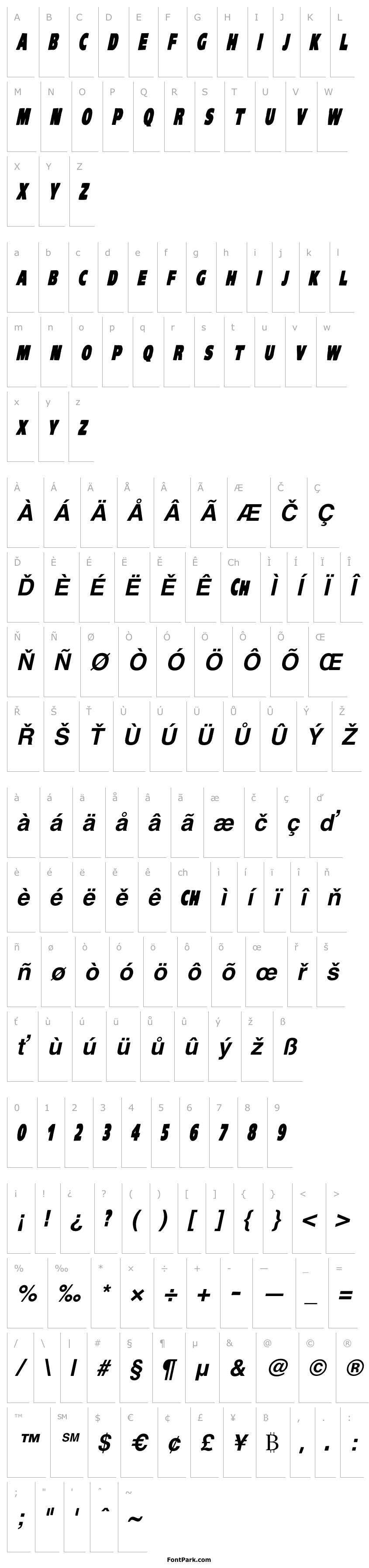 Overview VTC-KomikaHeadLinerOne Bold Italic