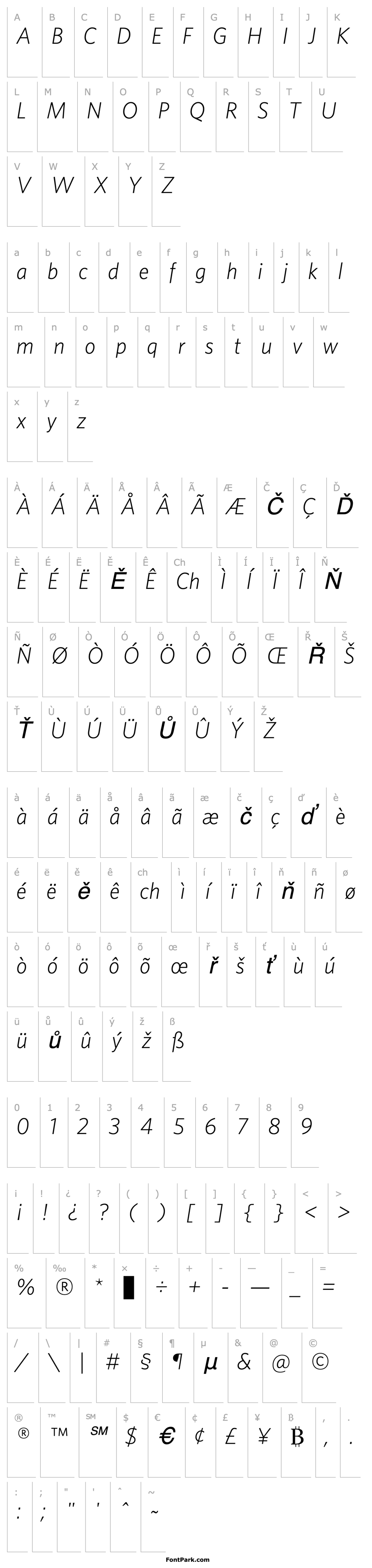 Přehled Whitney-LightItalic