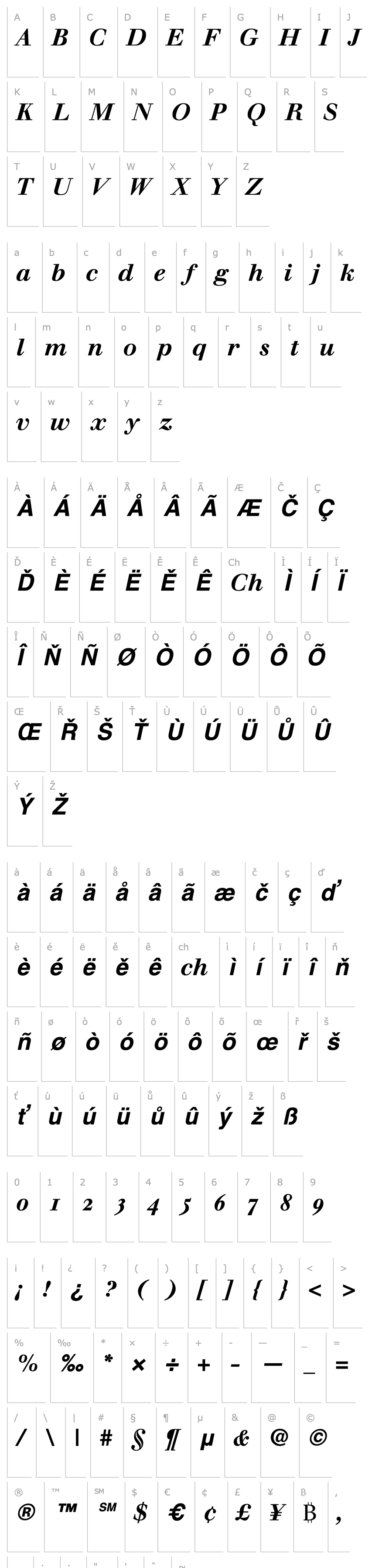 Overview Walbaum Bold Italic Oldstyle Figures