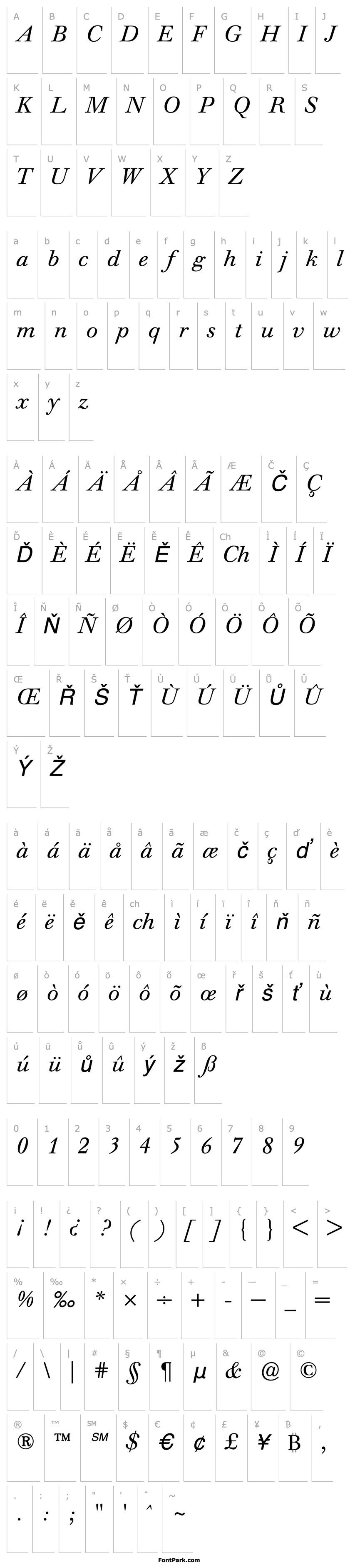 Přehled WalbaumStandardBQ-Italic