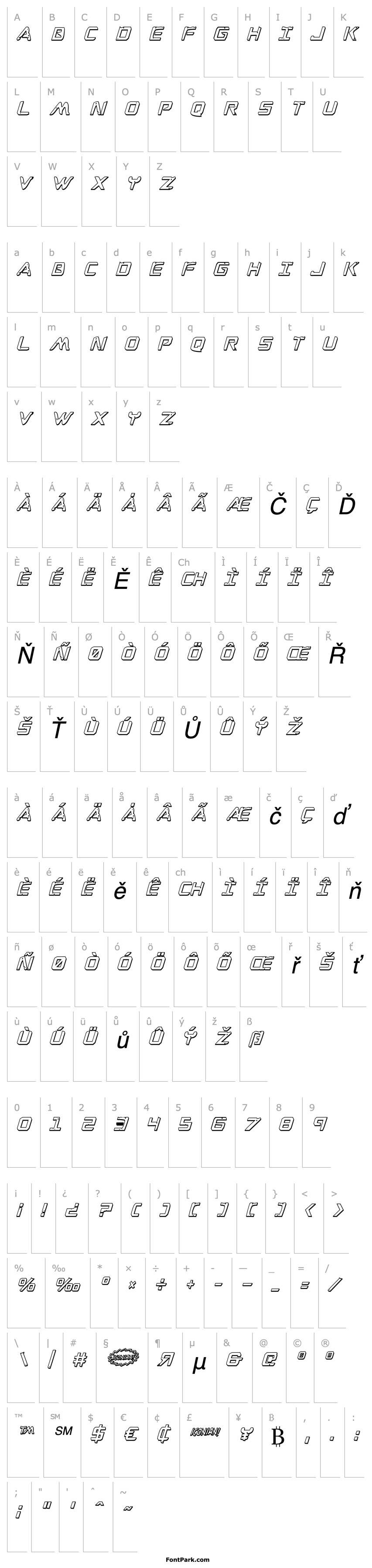 Přehled War Eagle 3D Condensed Italic